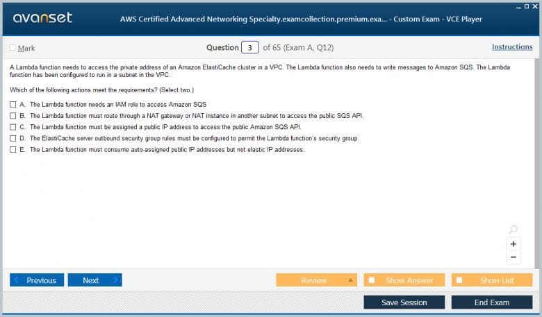 AWS Certified Advanced Networking - Specialty Premium VCE Screenshot #2